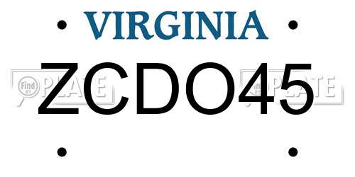 ZCDO45 Virginia License Plate