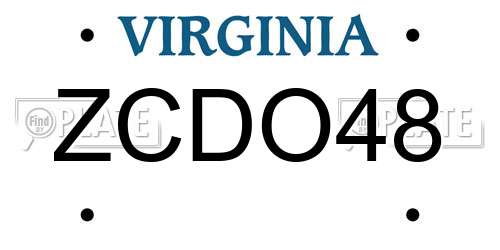 ZCDO48 Virginia License Plate