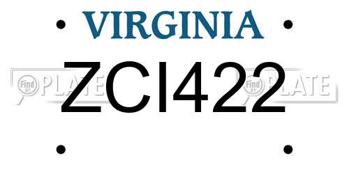 ZCI422 Virginia License Plate