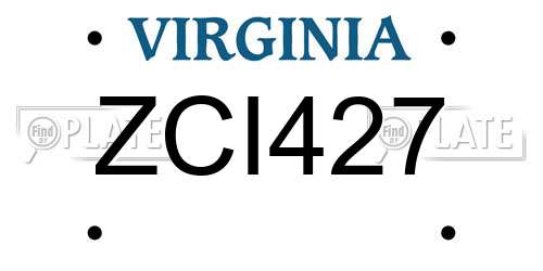 ZCI427 Virginia License Plate