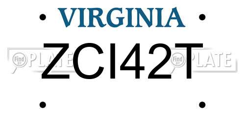 ZCI42T Virginia License Plate