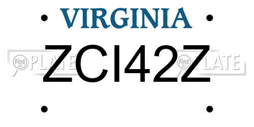 ZCI42Z Virginia License Plate