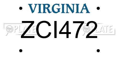 ZCI472 Virginia License Plate
