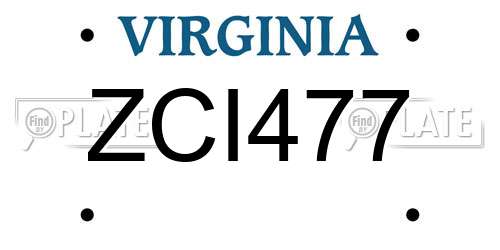 ZCI477 Virginia License Plate