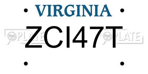 ZCI47T Virginia License Plate