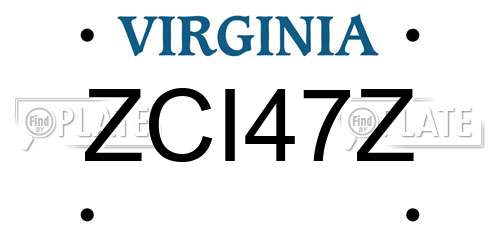 ZCI47Z Virginia License Plate