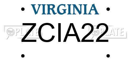 ZCIA22 Virginia License Plate