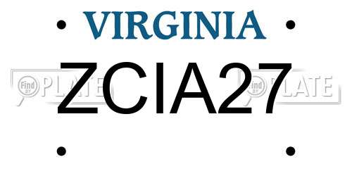 ZCIA27 Virginia License Plate