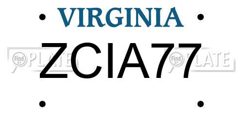 ZCIA77 Virginia License Plate
