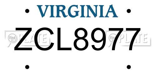ZCL8977 Virginia License Plate