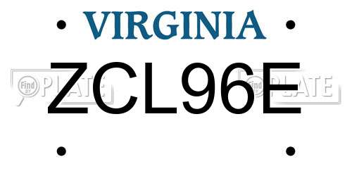 ZCL96E Virginia License Plate