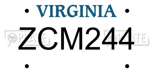 ZCM244 Virginia License Plate