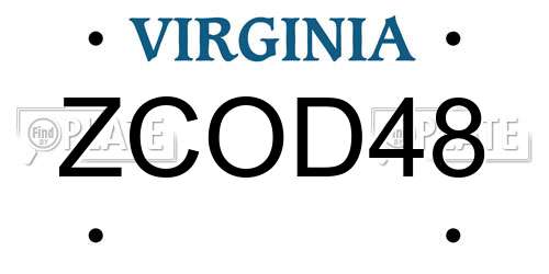 ZCOD48 Virginia License Plate