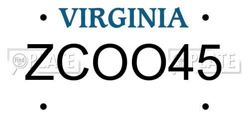 ZCOO45 Virginia License Plate