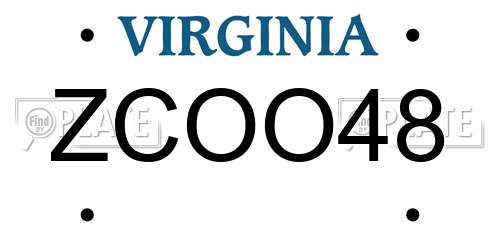 ZCOO48 Virginia License Plate