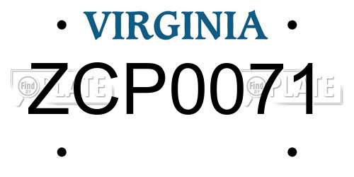 ZCP0071 Virginia License Plate
