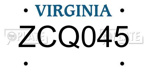 ZCQ045 Virginia License Plate