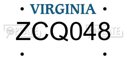 ZCQ048 Virginia License Plate