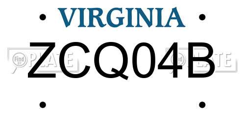 ZCQ04B Virginia License Plate