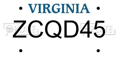 ZCQD45 Virginia License Plate