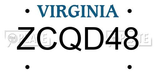 ZCQD48 Virginia License Plate