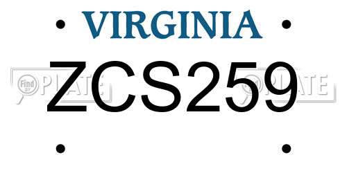 ZCS259 Virginia License Plate