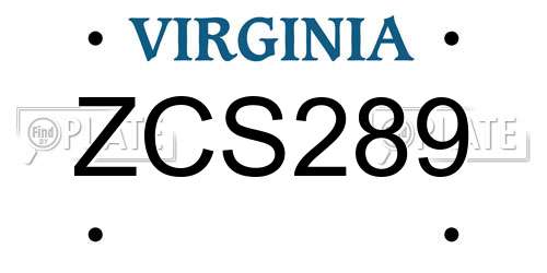 ZCS289 Virginia License Plate
