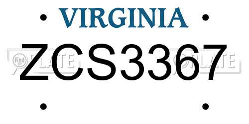 ZCS3367 Virginia License Plate