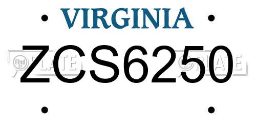 ZCS6250 Virginia License Plate