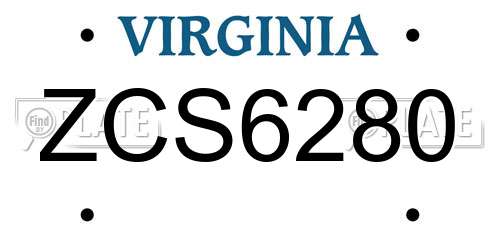 ZCS6280 Virginia License Plate