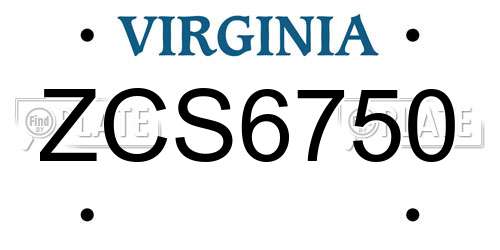 ZCS6750 Virginia License Plate