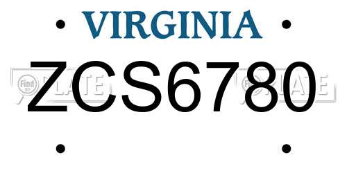 ZCS6780 Virginia License Plate