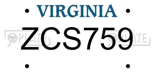 ZCS759 Virginia License Plate