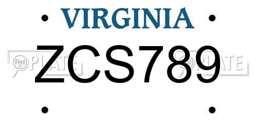 ZCS789 Virginia License Plate