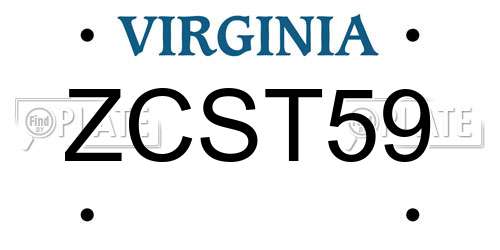 ZCST59 Virginia License Plate