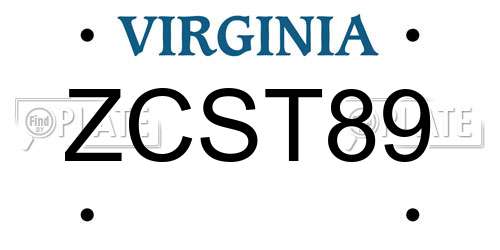 ZCST89 Virginia License Plate