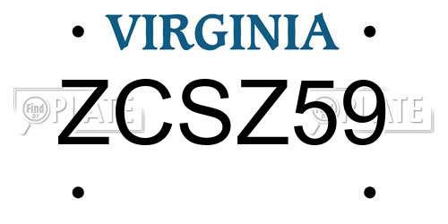 ZCSZ59 Virginia License Plate