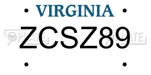 ZCSZ89 Virginia License Plate