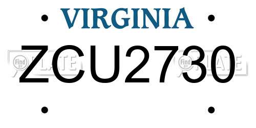 ZCU2730 Virginia License Plate