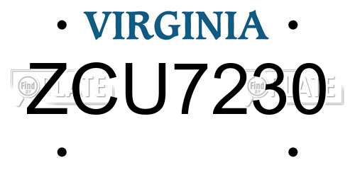 ZCU7230 Virginia License Plate