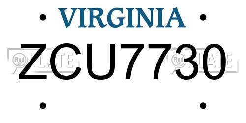 ZCU7730 Virginia License Plate