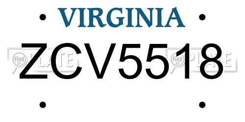 ZCV5518 Virginia License Plate