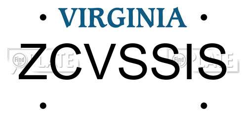 ZCVSSIS Virginia License Plate