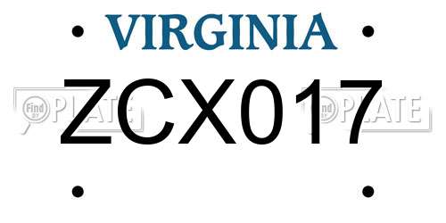 ZCX017 Virginia License Plate