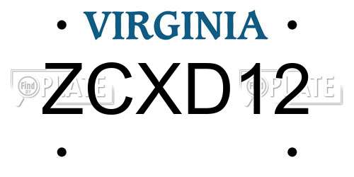 ZCXD12 Virginia License Plate