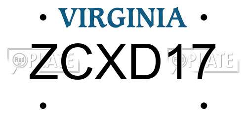 ZCXD17 Virginia License Plate