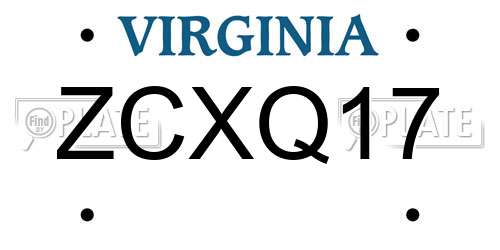 ZCXQ17 Virginia License Plate
