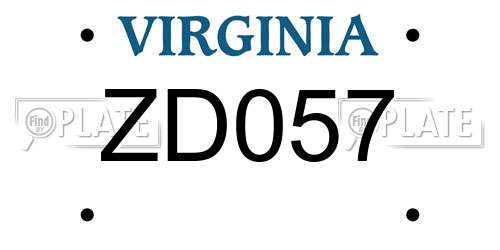 ZD057 Virginia License Plate