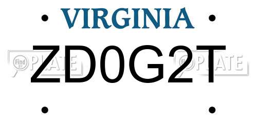 ZD0G2T Virginia License Plate