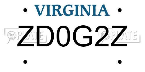 ZD0G2Z Virginia License Plate
